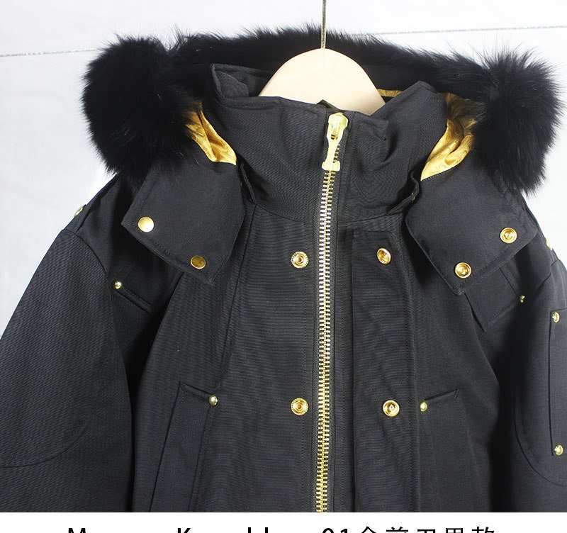 Moose Knuckles Black Fur-Trim Hood Gold-Lined Parka