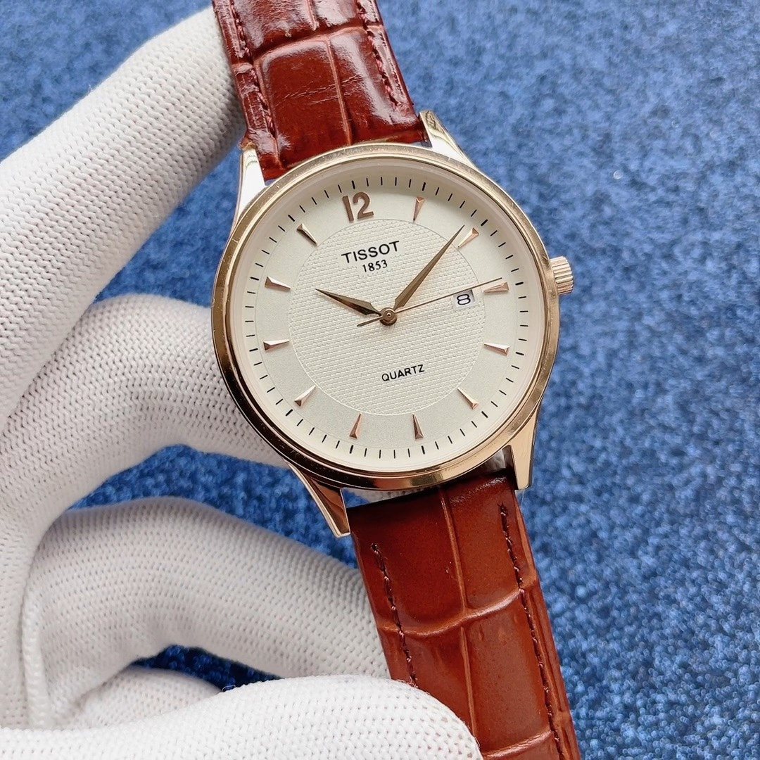 Tissot Cream Dial Brown Leather Strap Watch
