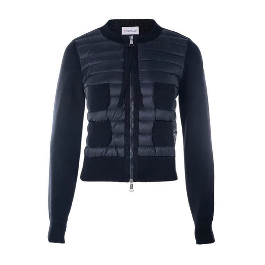 Moncler Women's Knit Sleeve Quilted Zip-Front Jacket
