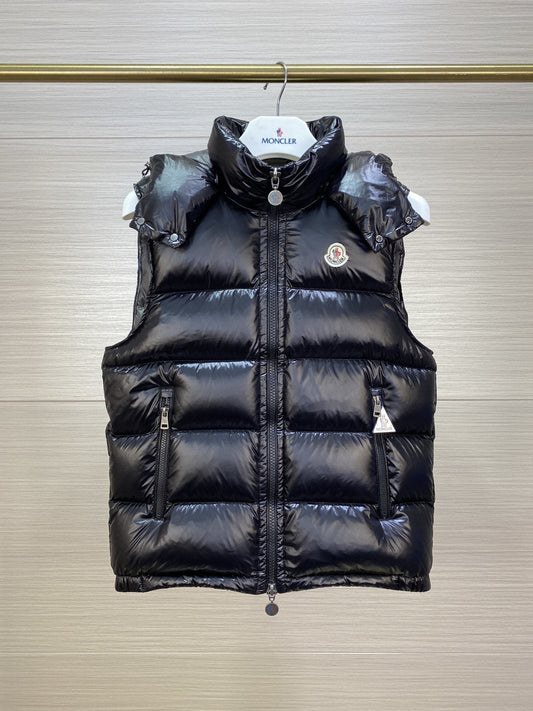 Moncler Hooded Glossy Puffer Down Vest
