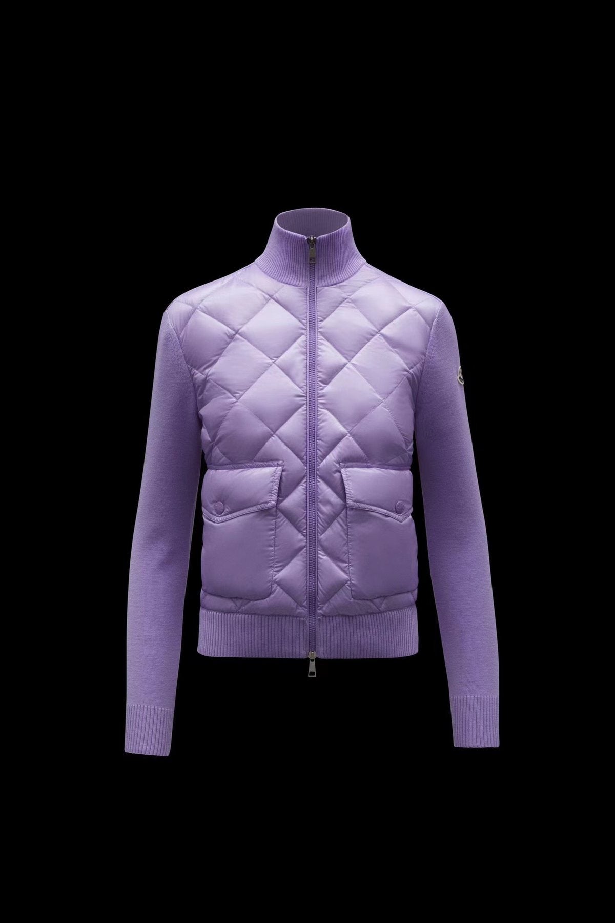 Moncler Diamond-Quilted Knit Sleeve Jacket