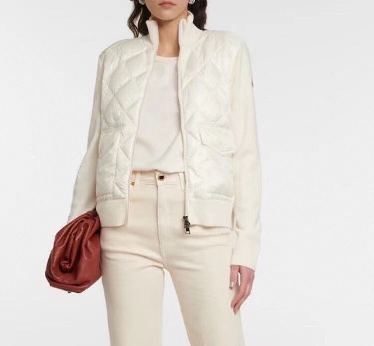 Moncler Diamond-Quilted Knit Sleeve Jacket