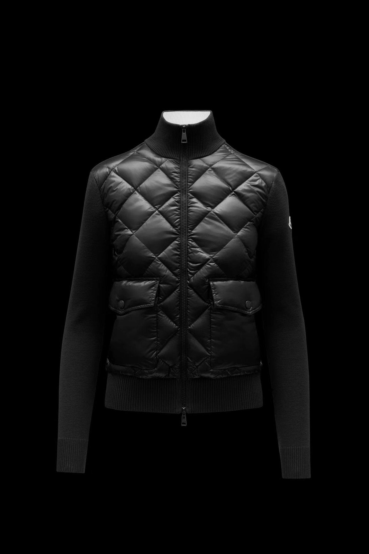 Moncler Diamond-Quilted Knit Sleeve Jacket