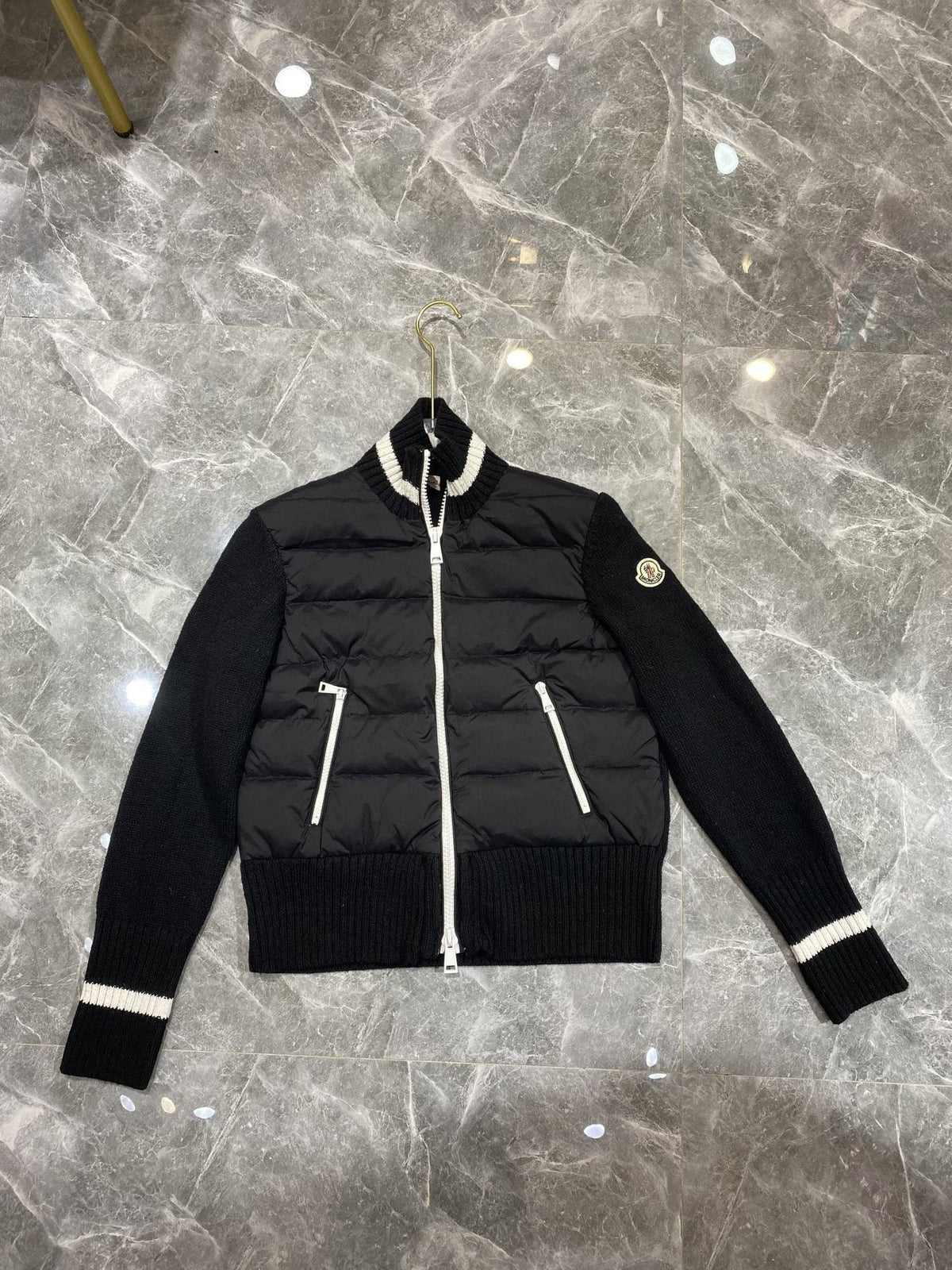 Moncler Women's Knit-Sleeve Puffer Jacket