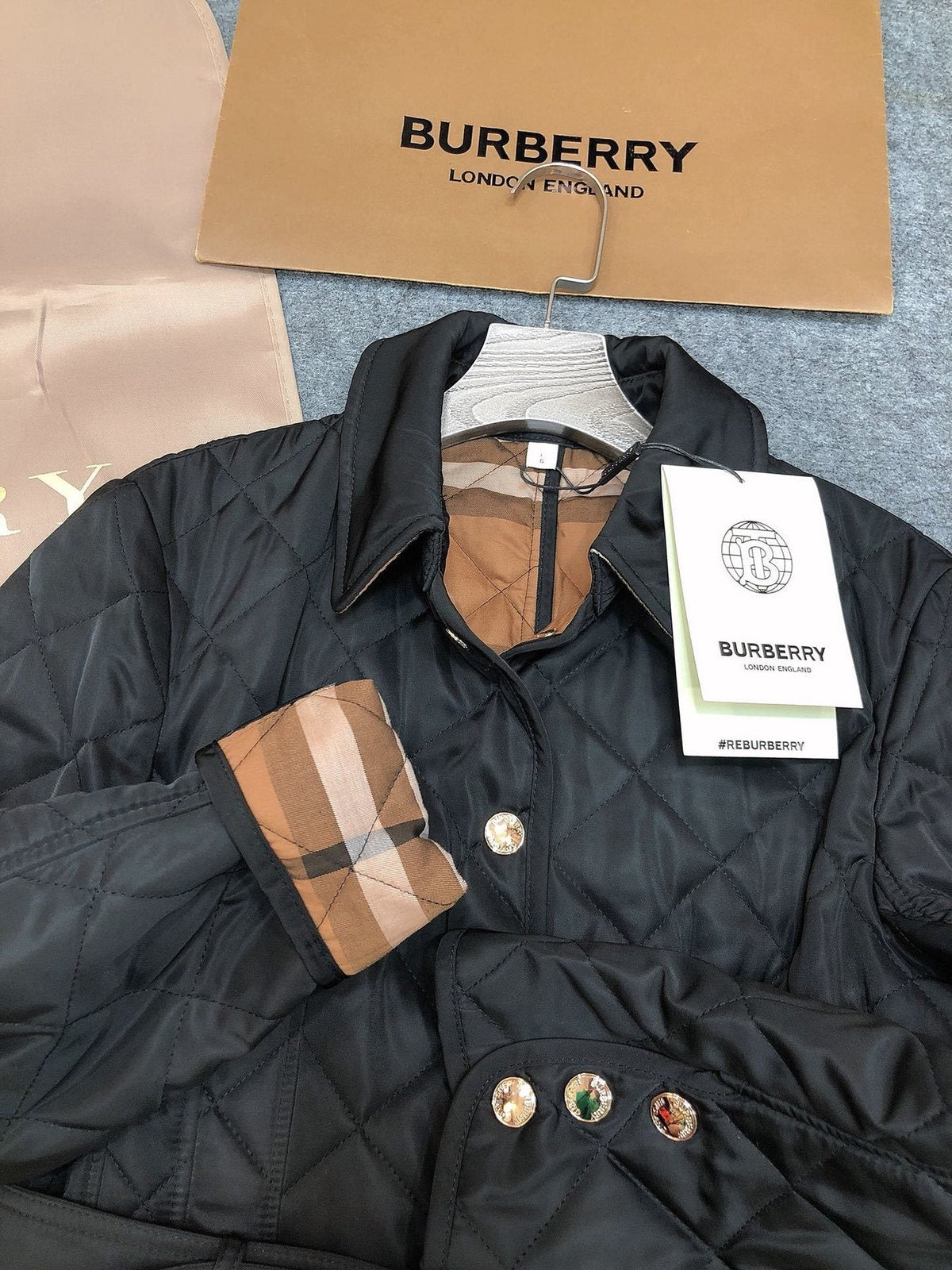 Burberry Women's Diamond-Quilted Belted Jacket