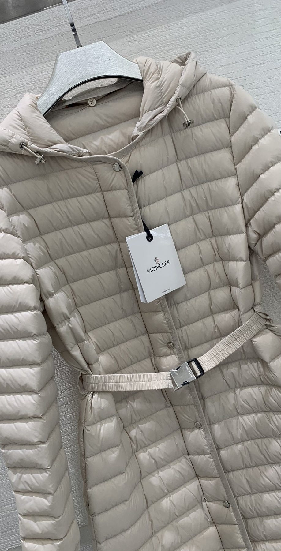 Moncler Women’s Belted Hooded Long Down Coat