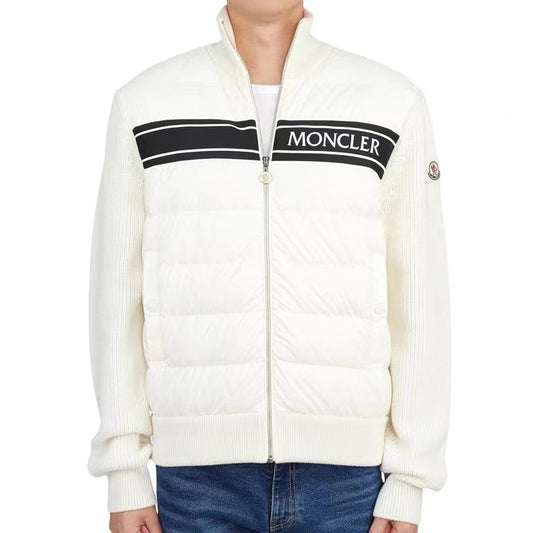 Moncler Quilted Knit-Sleeve Down Jacket
