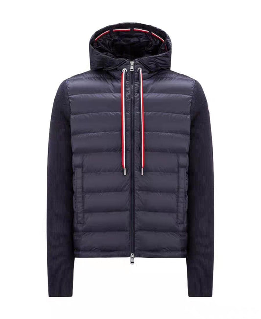 Moncler Quilted Knit-Sleeve Hooded Jacket