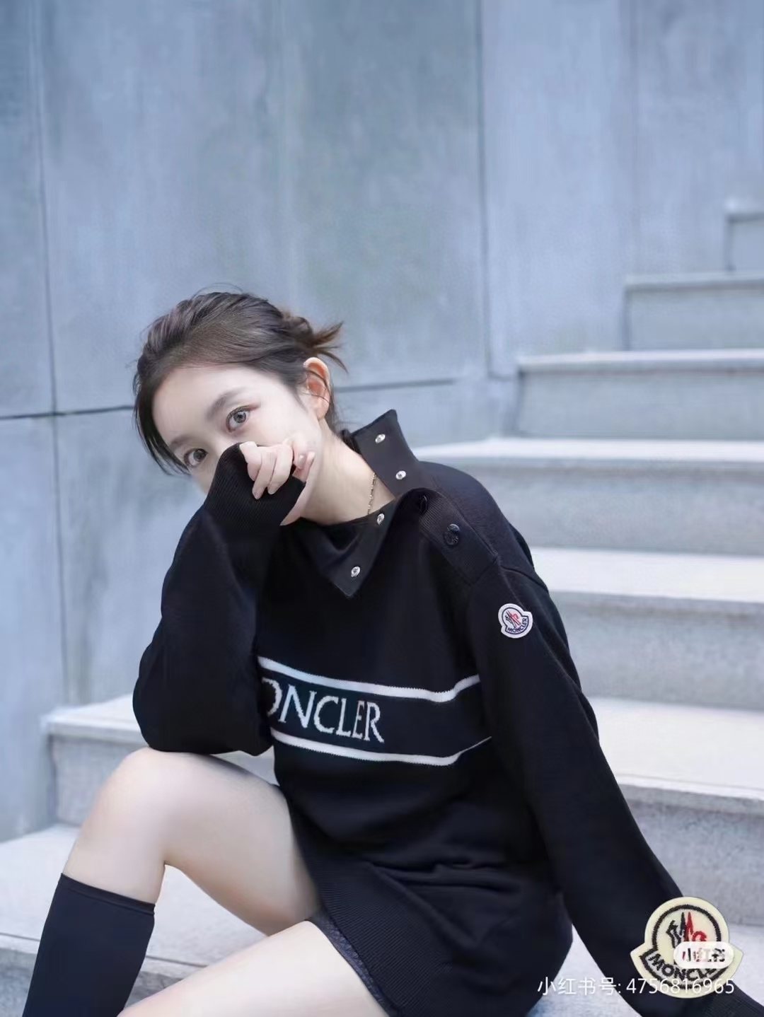 Moncler Women's Mock-Neck Button-Shoulder Knit Sweater