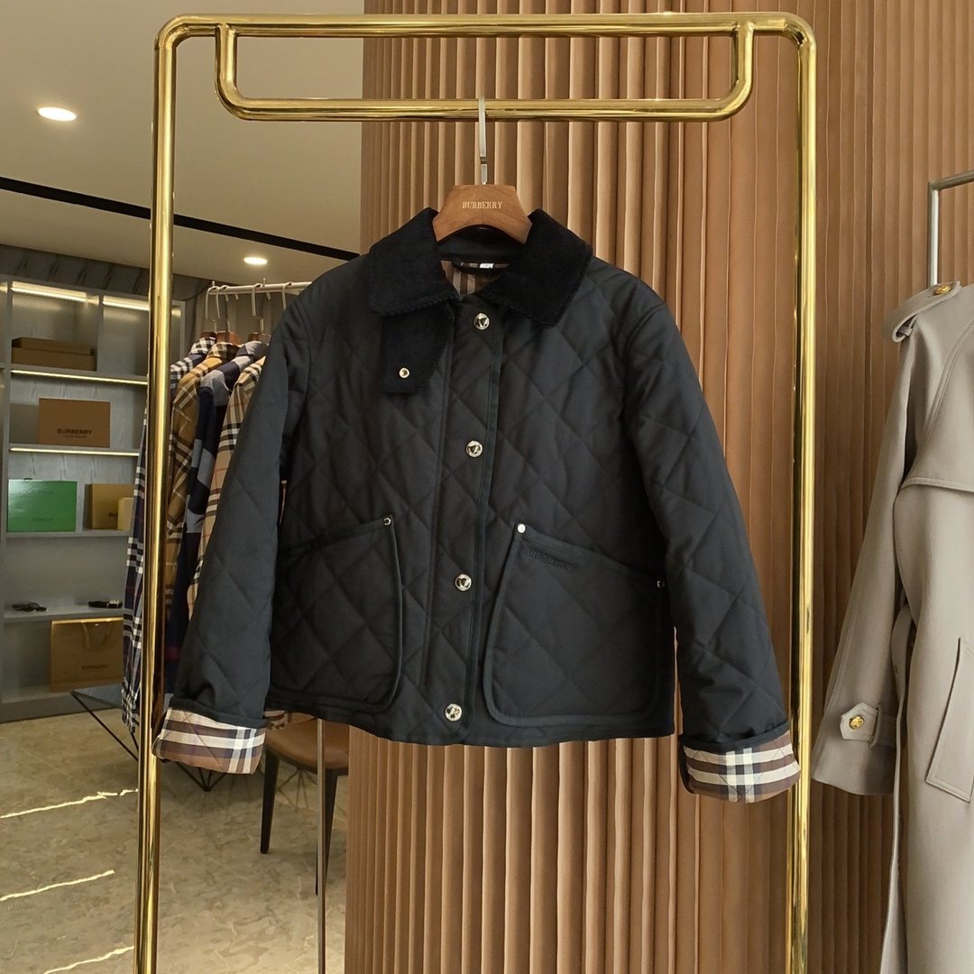Burberry Reversible Diamond-Quilted Corduroy-Collar Jacket