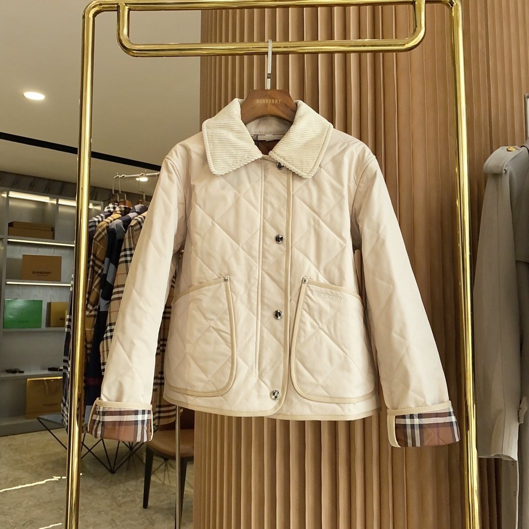 Burberry Reversible Diamond-Quilted Corduroy-Collar Jacket