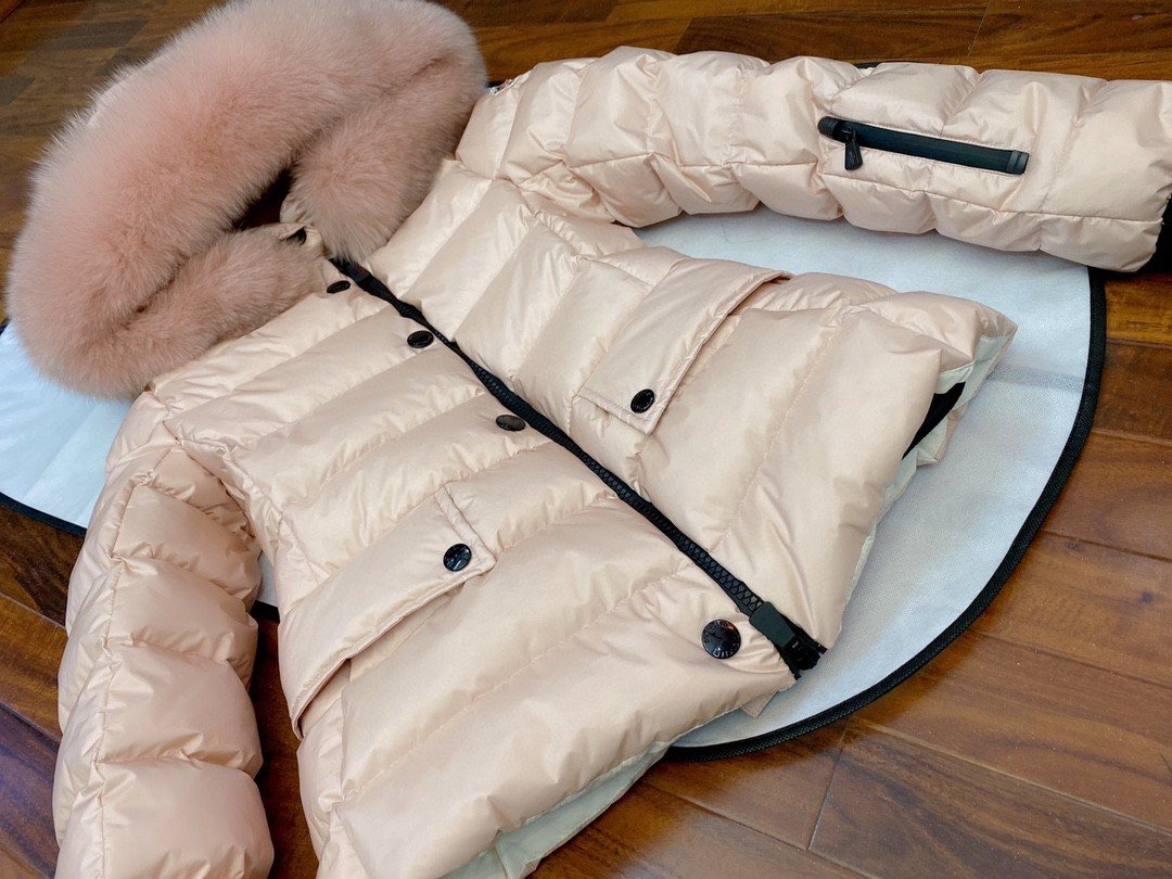 Moncler Fur-Trim Hood Puffer Coat
