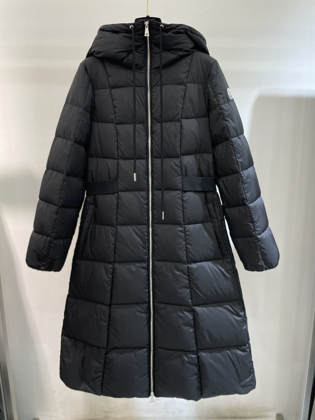 Moncler Women's Black Long Hooded Quilted Puffer Coat