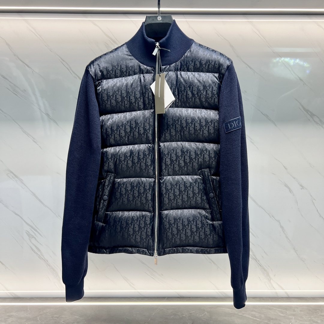 Dior Oblique Sweater Sleeve Down Jacket