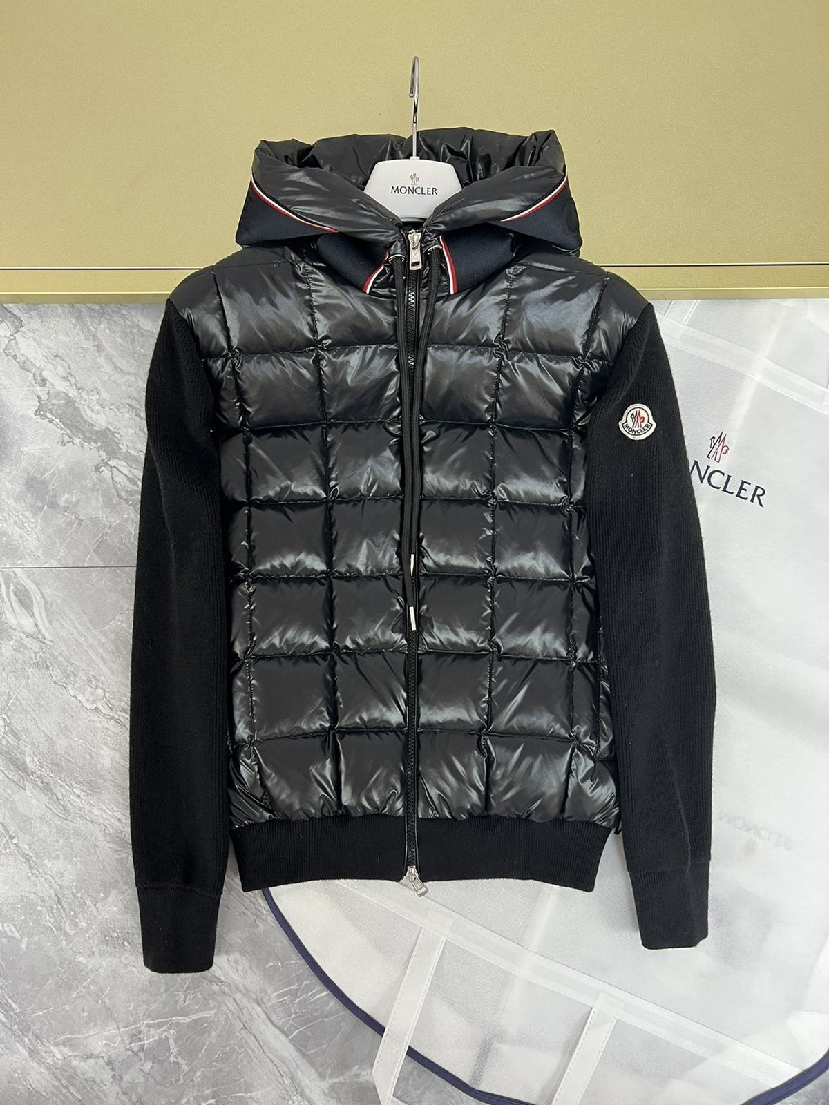 Moncler Hooded Knit Quilted Jacket
