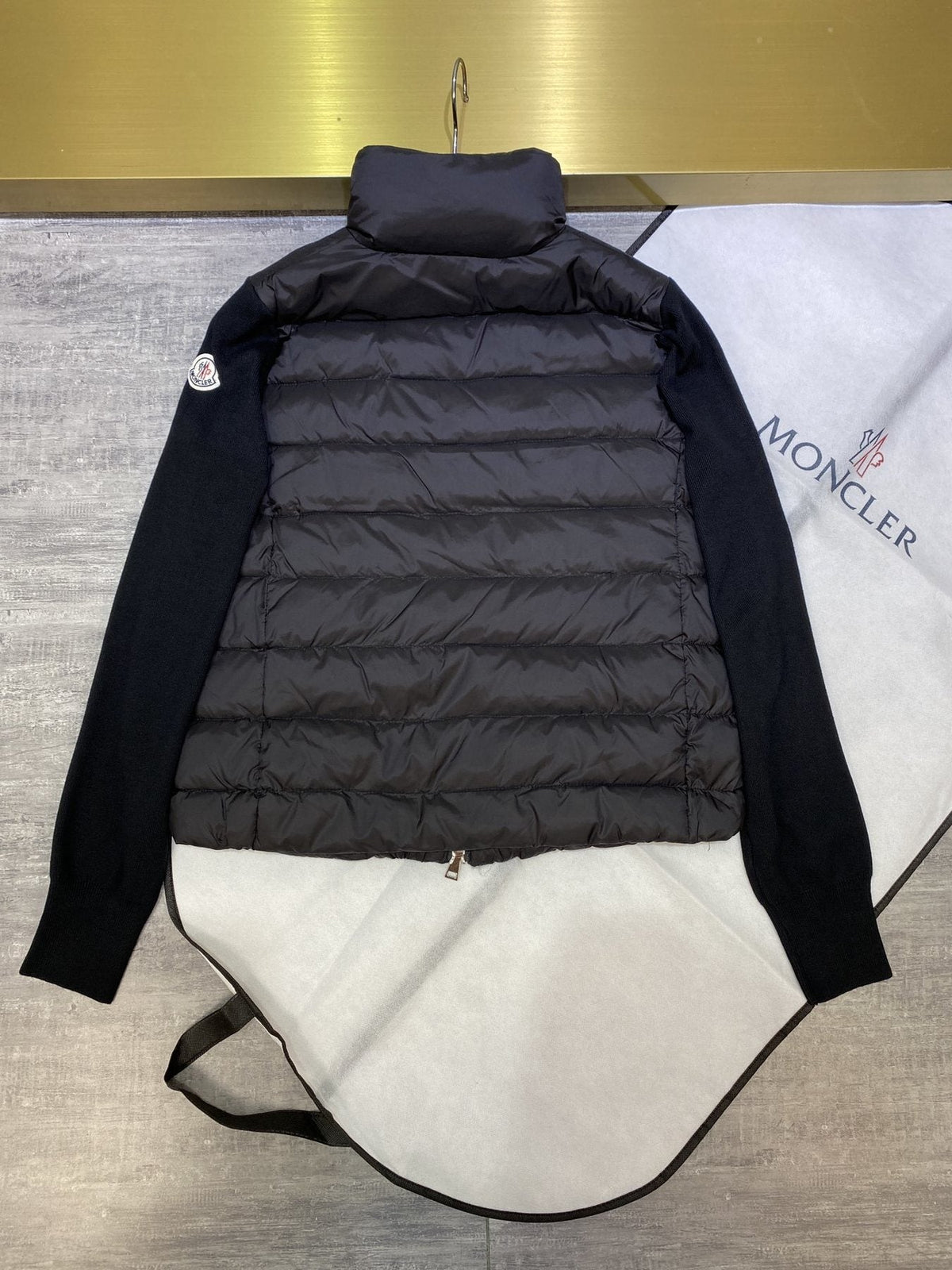Moncler Women's Knit-Sleeve Hybrid Puffer Jacket