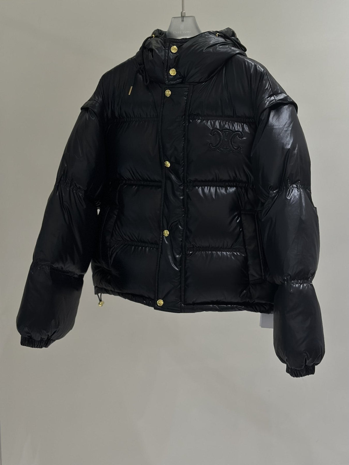 CELINE Down Coat Women's Convertible Hooded Puffer Coat