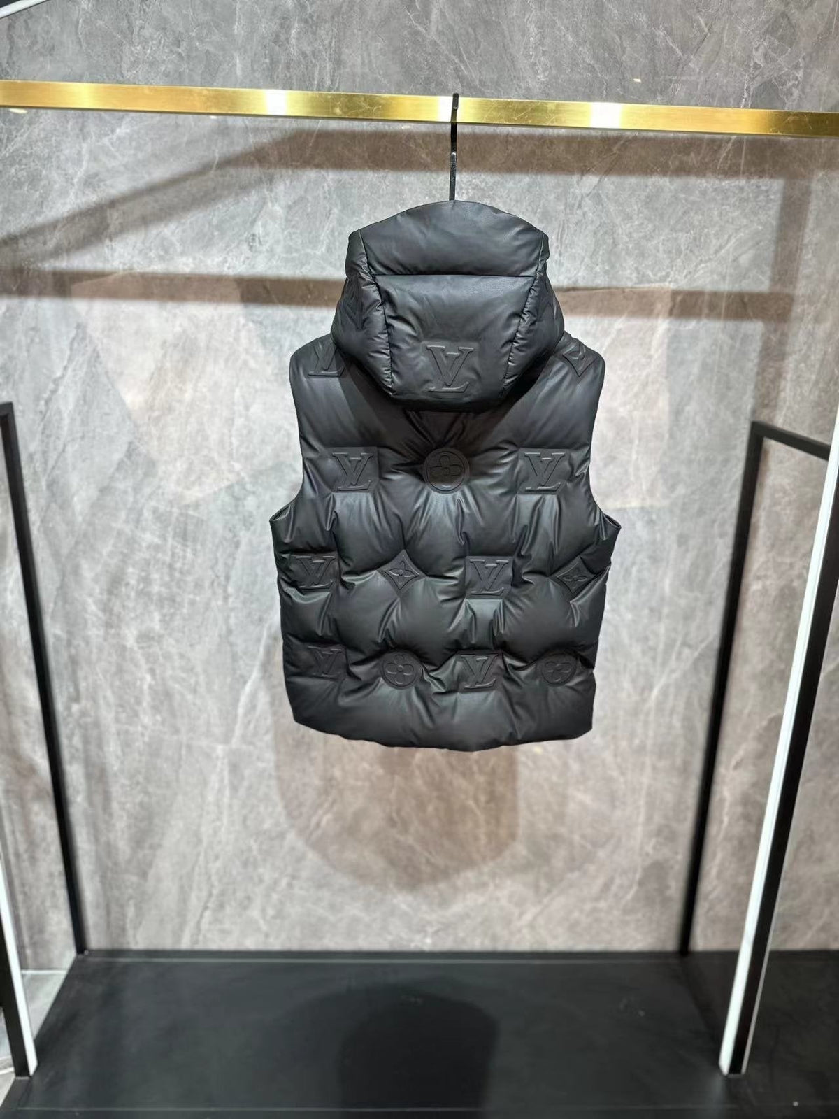 LV Tonal Monogram Hooded Quilted Vest