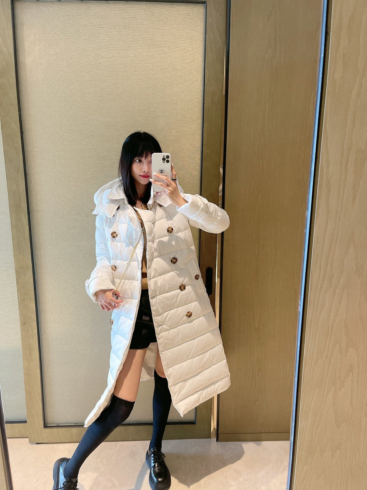 Burberry Belted Double-Breasted Long Down Jacket