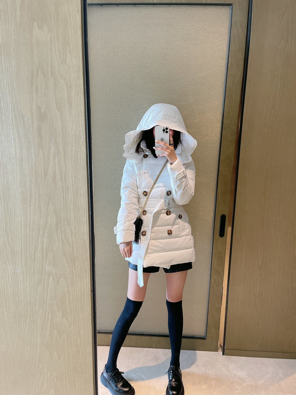 Burberry Belted Hooded Quilted Down Jacket