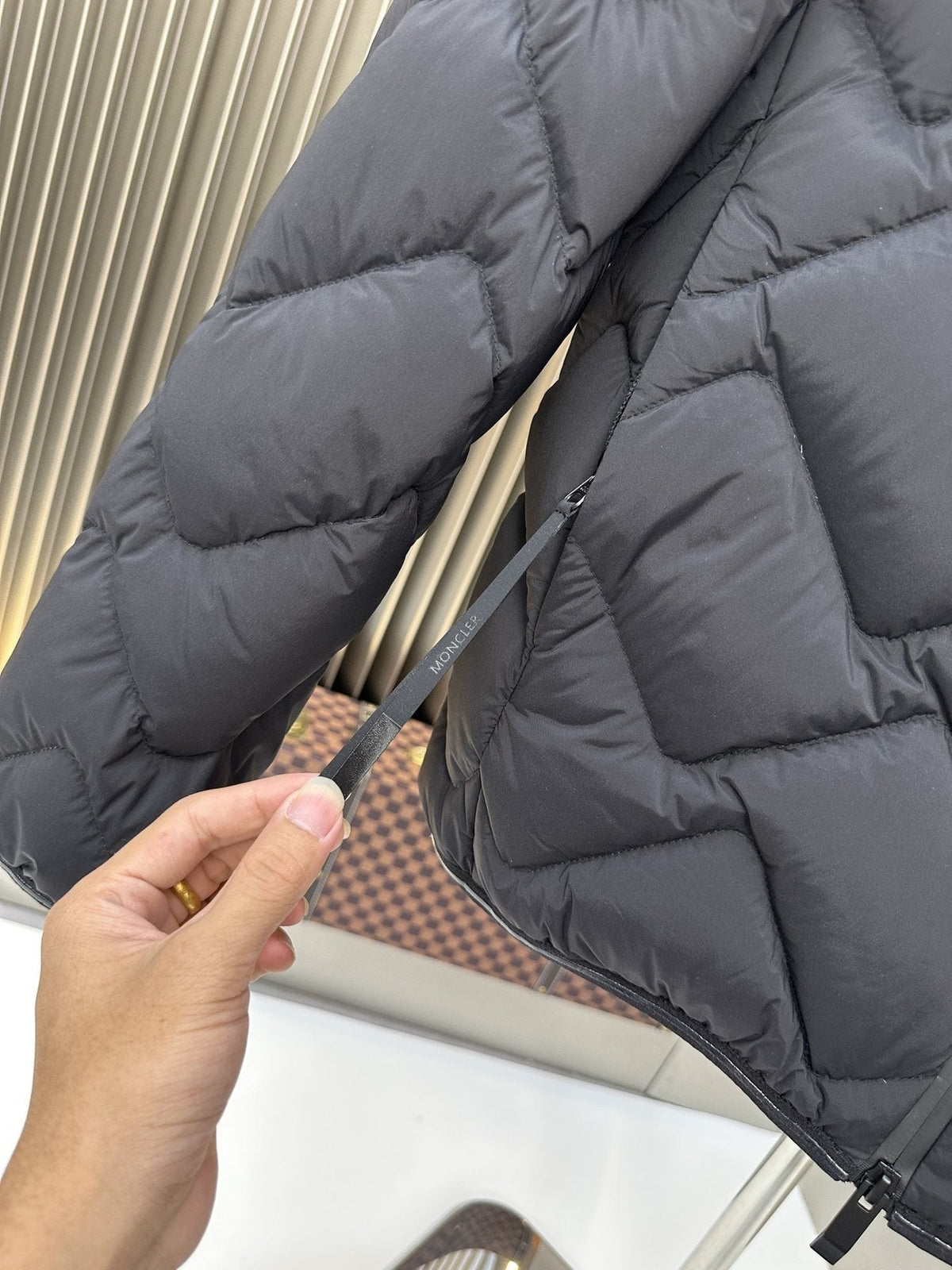 Moncler Chevron-Quilted Hooded Puffer Coat