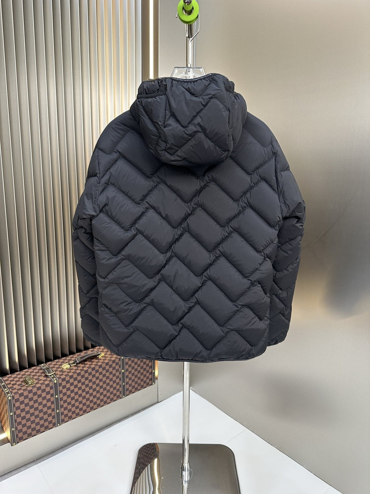 Moncler Chevron-Quilted Hooded Puffer Coat