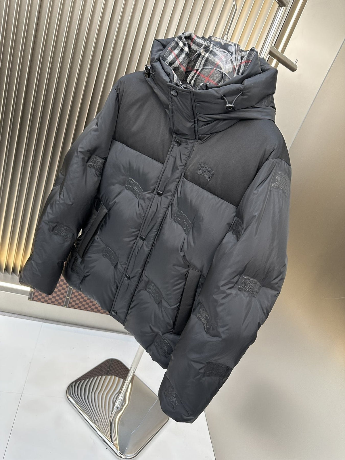 Burberry Charcoal Grey Hooded Quilted Puffer Jacket