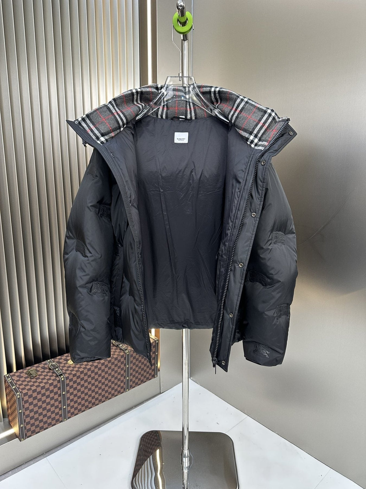 Burberry Charcoal Grey Hooded Quilted Puffer Jacket