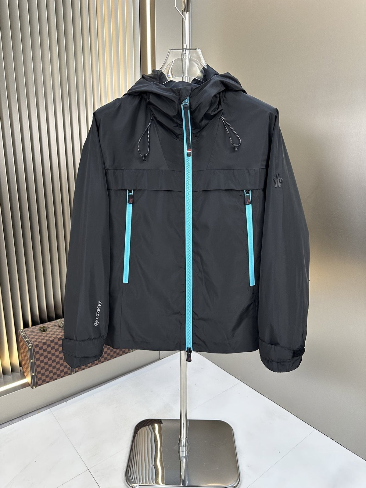 Moncler Hooded Contrast-Zip Jacket