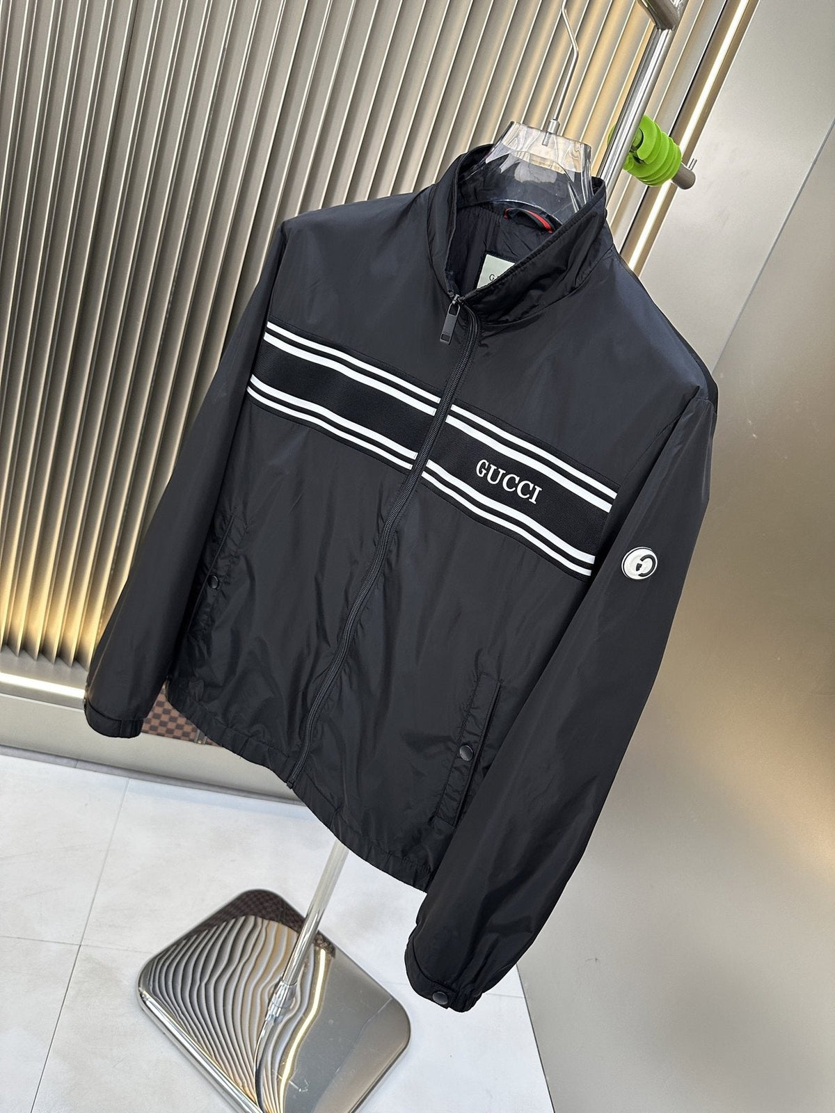 Gucci Chest Stripe Zip-Front Jacket