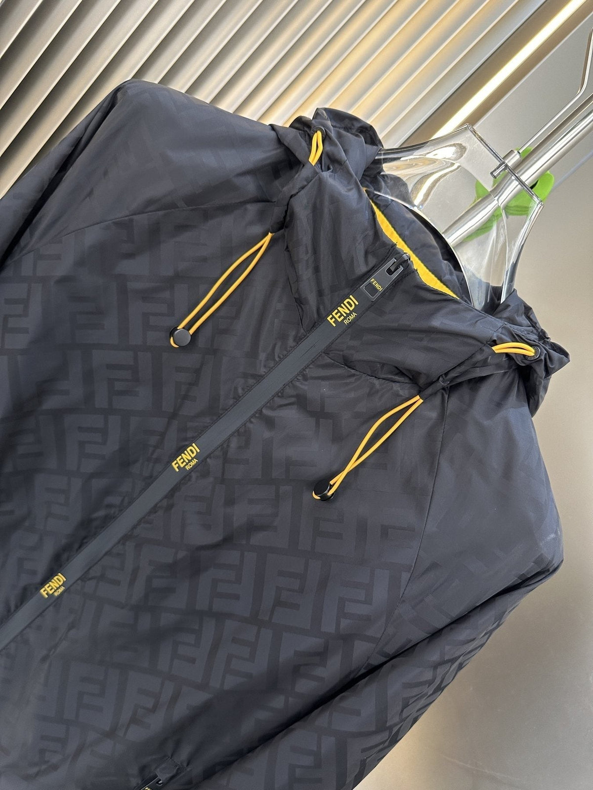 Fendi Tonal Geometric Hooded Full-Zip Jacket