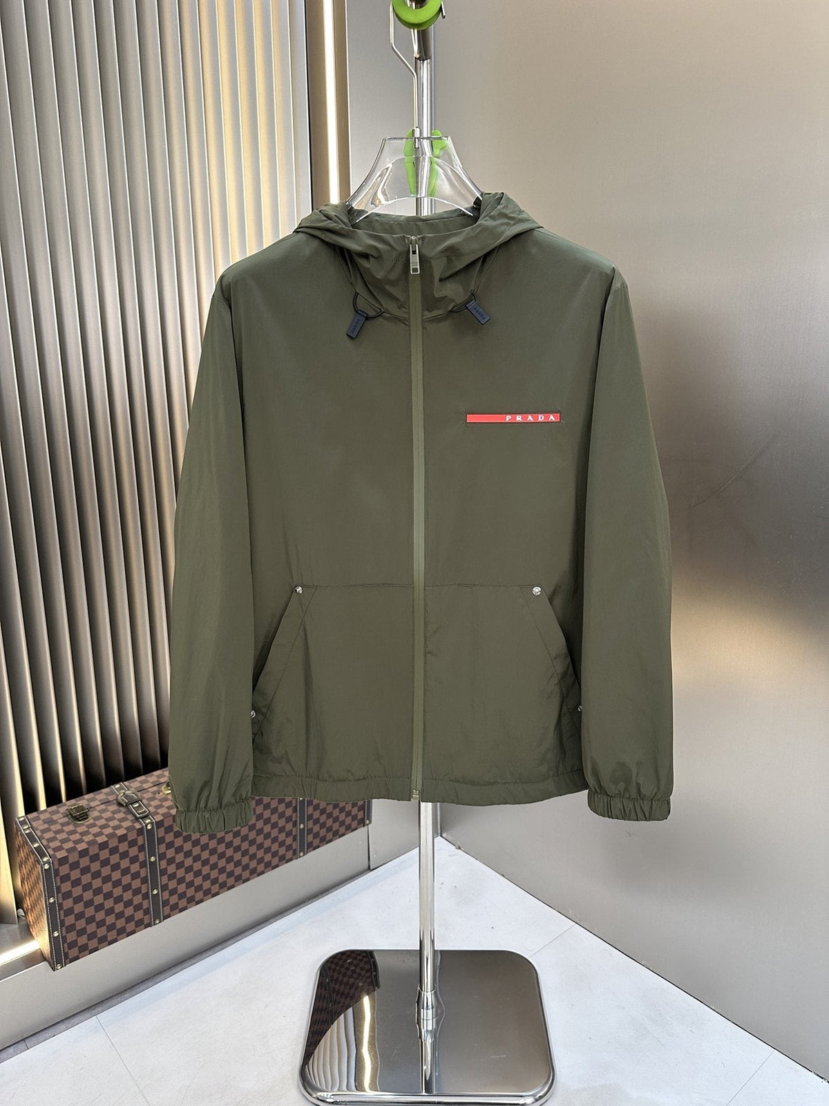 Prada Hooded Zip-Front Jacket