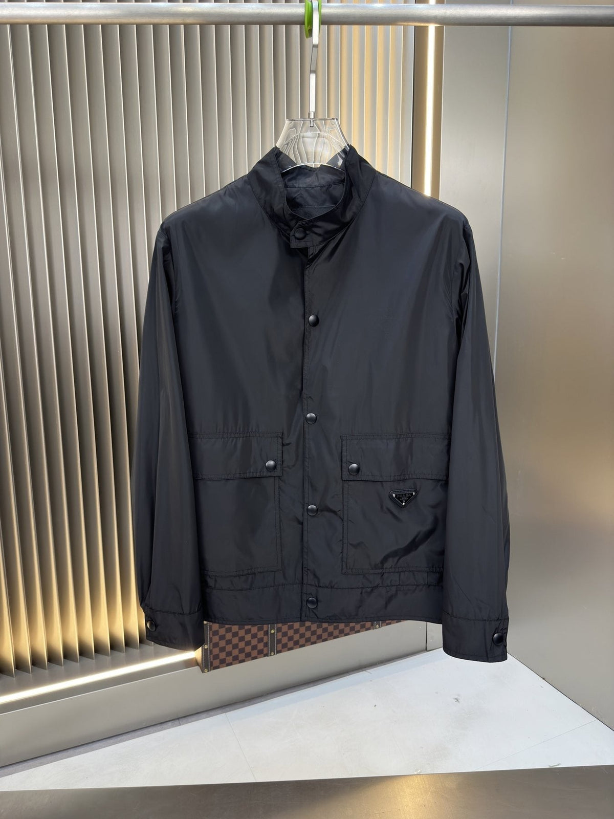 Prada Stand Collar Zip-Front Jacket