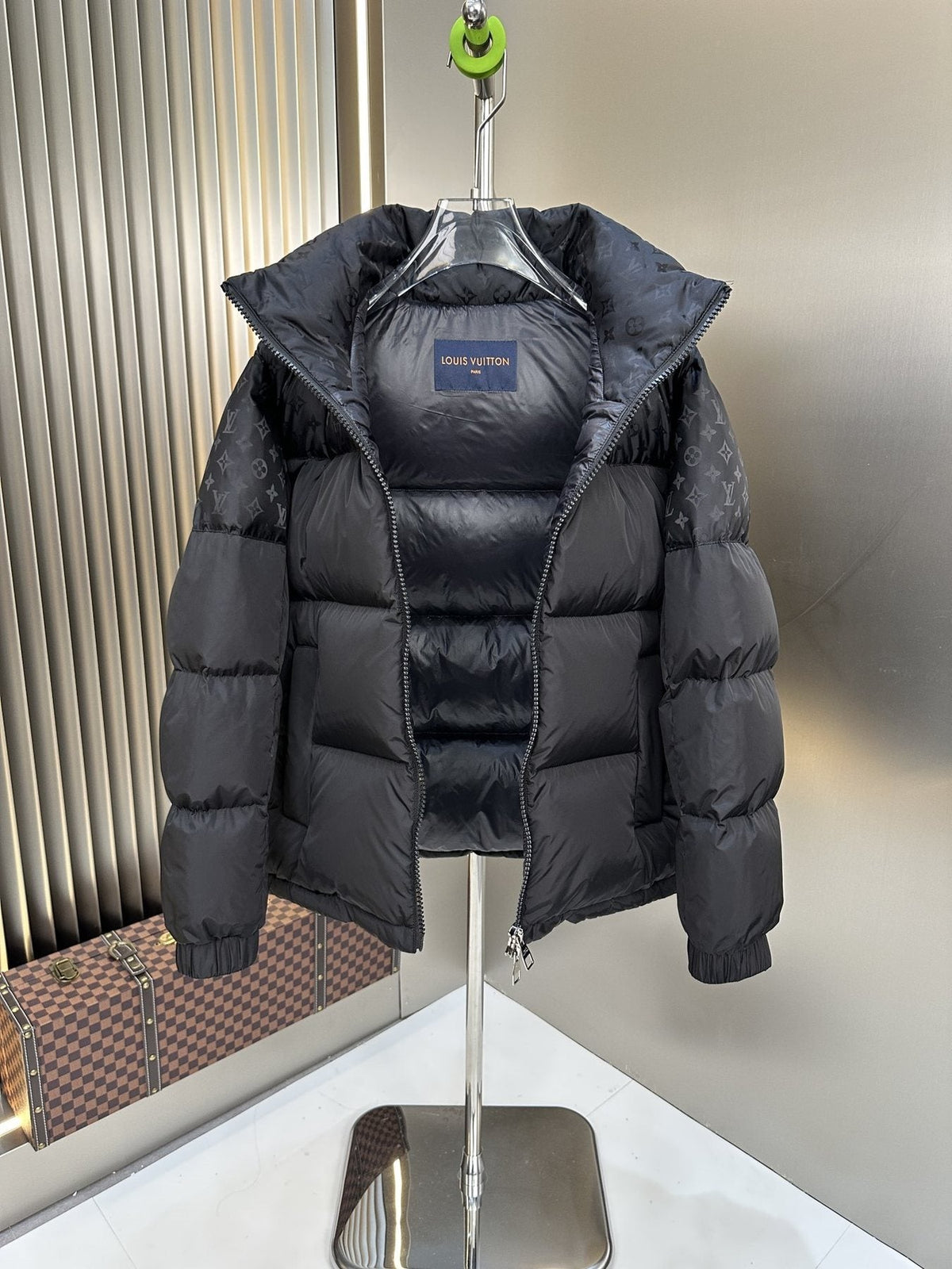 LV Tonal Monogram Hooded Puffer Coat