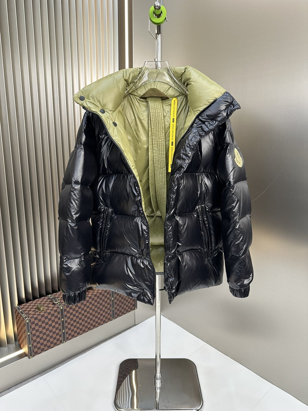 Moncler Black Glossy Quilted Puffer Coat