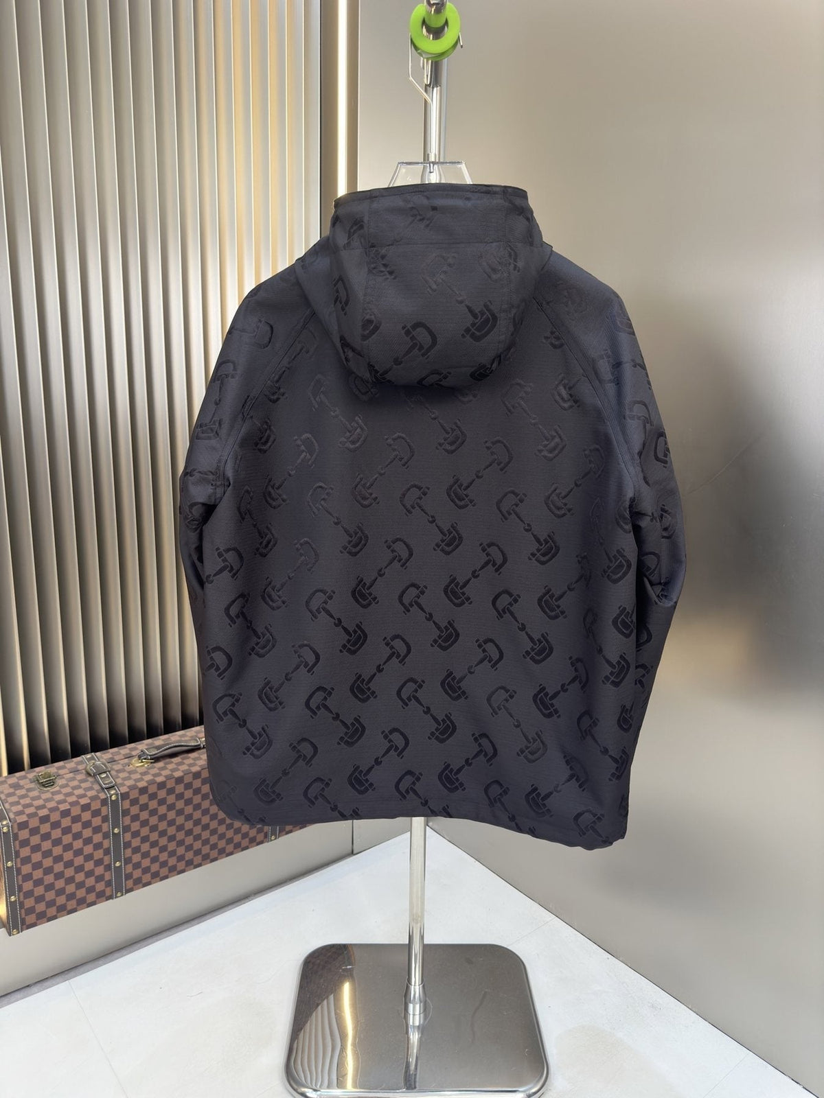 Gucci Tonal Pattern Hooded Zip Jacket
