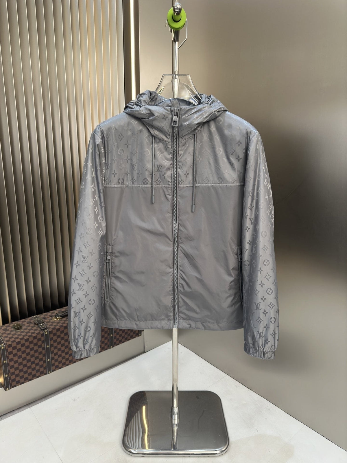 LV Hooded Patterned Panel Jacket