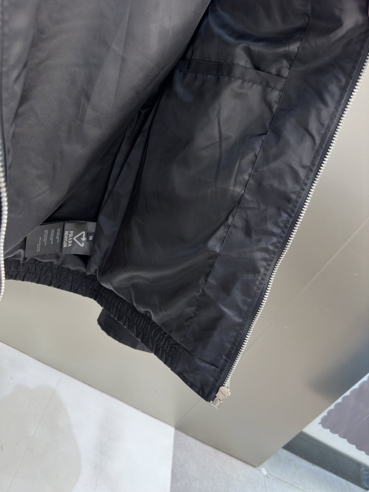 Prada Black Zip-Front Collared Jacket