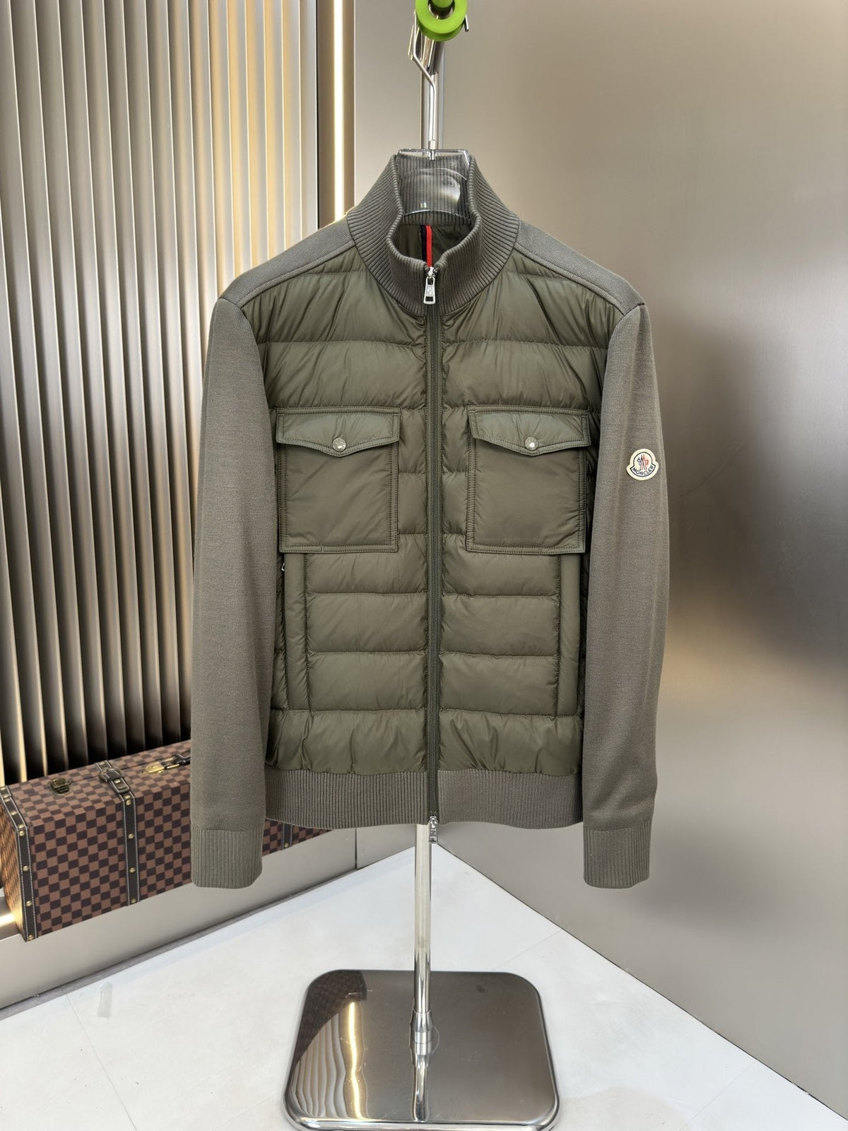 Moncler Padded Knit-Sleeve Jacket