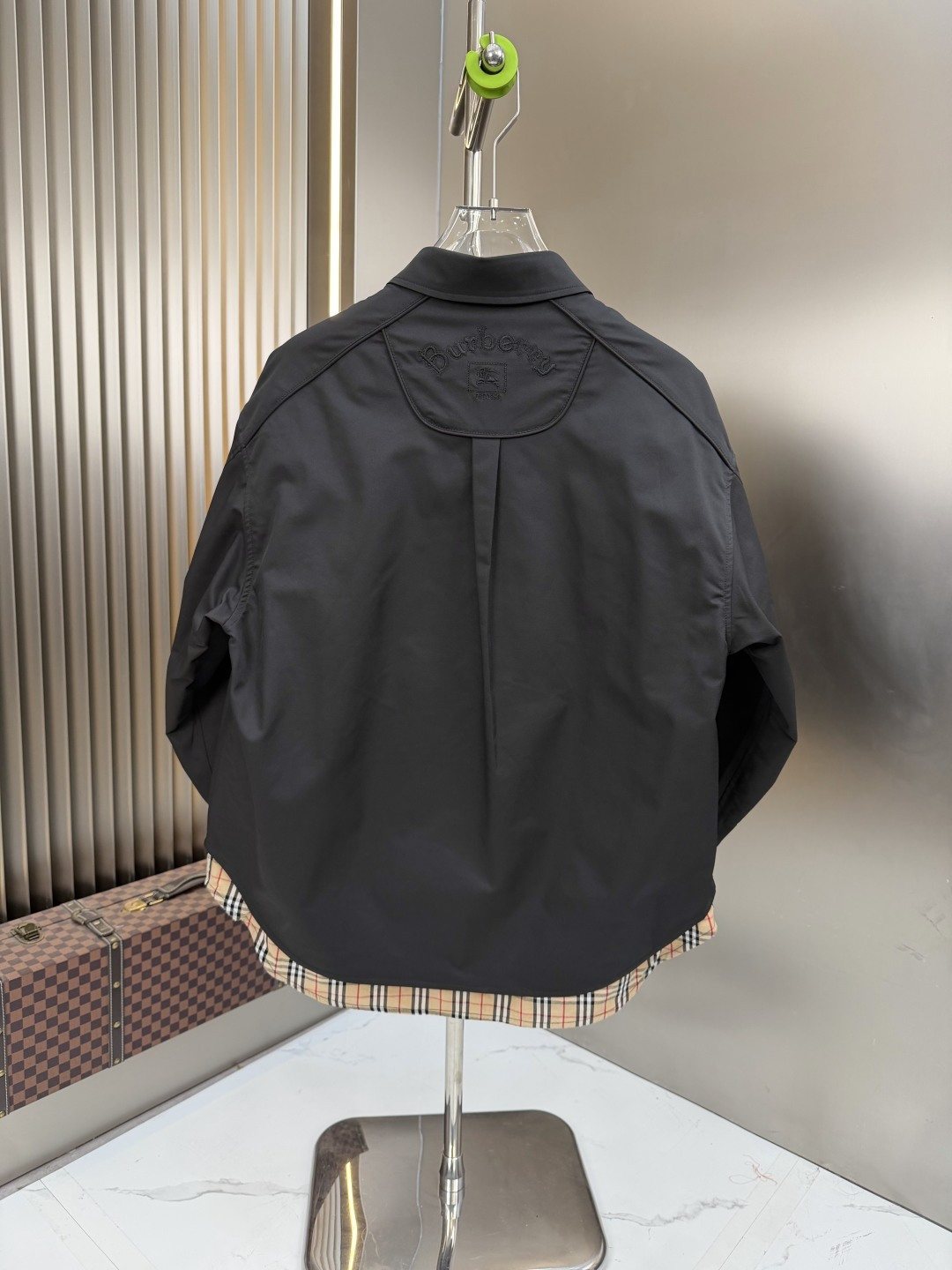 Burberry Plaid-Lined Button-Front Jacket