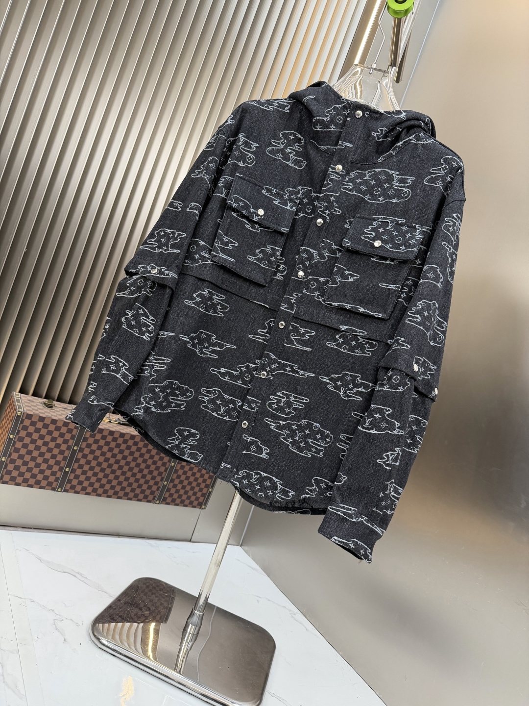 LV Hooded Outline Print Jacket