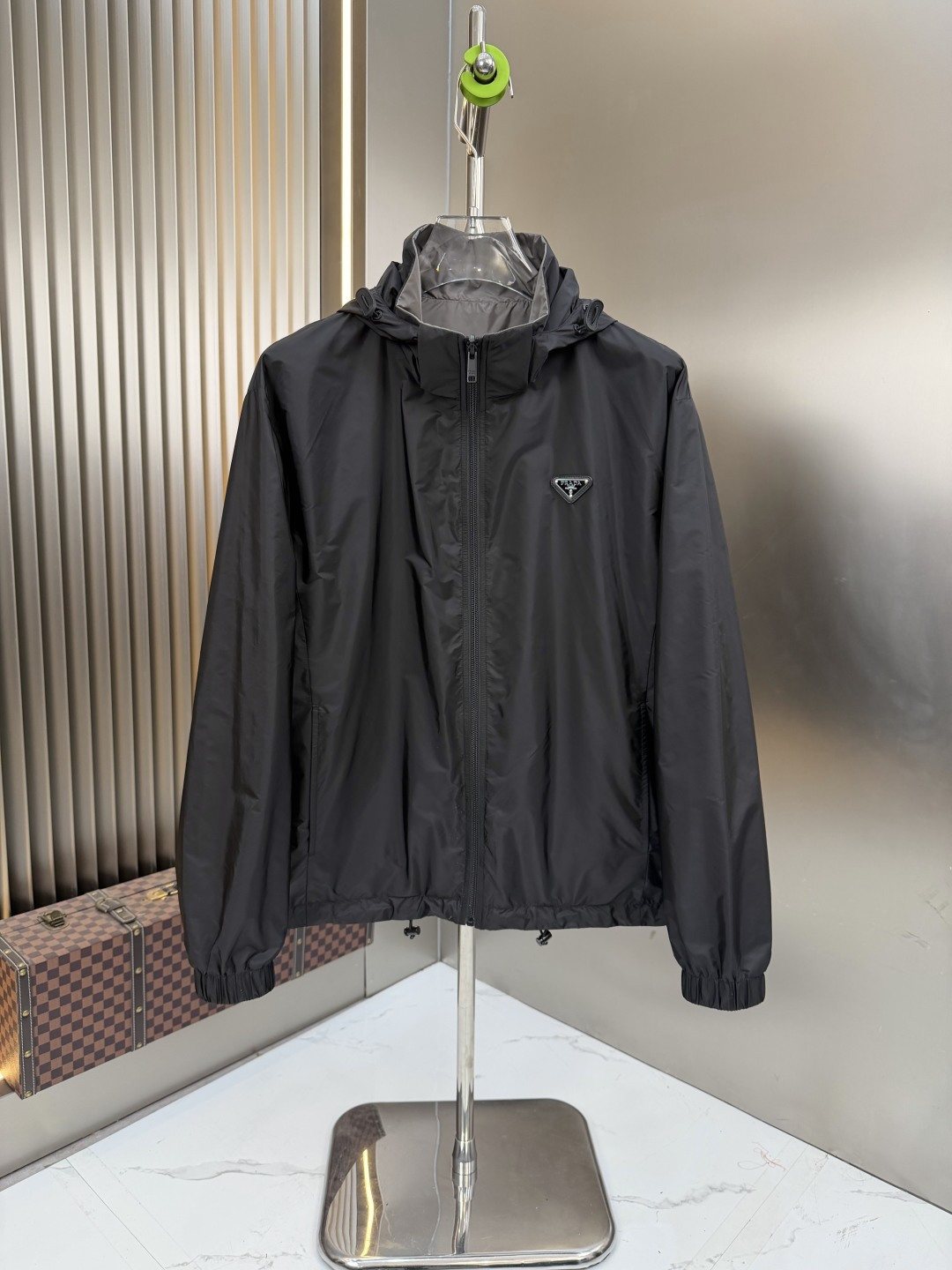 Prada Triangular Logo Hooded Windbreaker