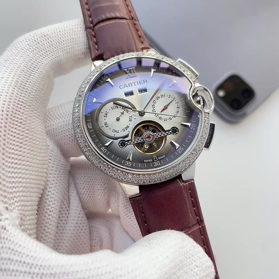 Cartier Burgundy Open-Heart Watch