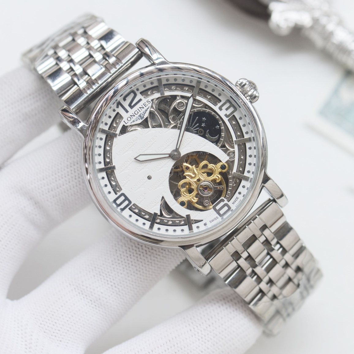 Longines Silver White Bracelet Watch