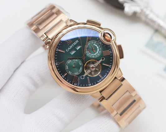 Cartier Rose Gold Green Dial Bracelet Watch