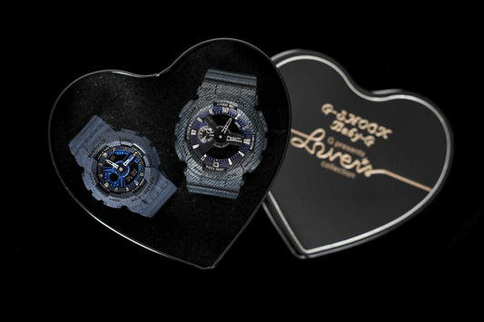 Casio Black Blue Dial Couple Watch Set